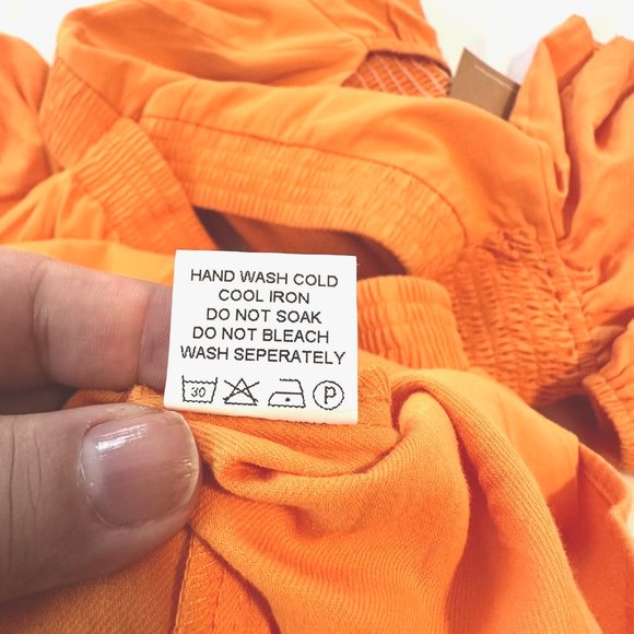 Tangerine Square Neck Cutout Waist Flutter Sleeve Cotton Dress - NWT - Picture 12 of 13